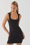 Luxe Scoop Neck Mini Dress, BLACK - alternate image 5