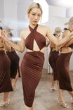 Elena Multi Strap Midi Dress, CHOC FLAKE