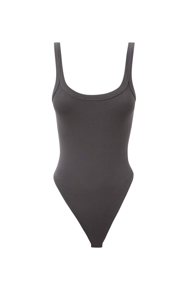 Cora Rib Bodysuit, CHARCOAL