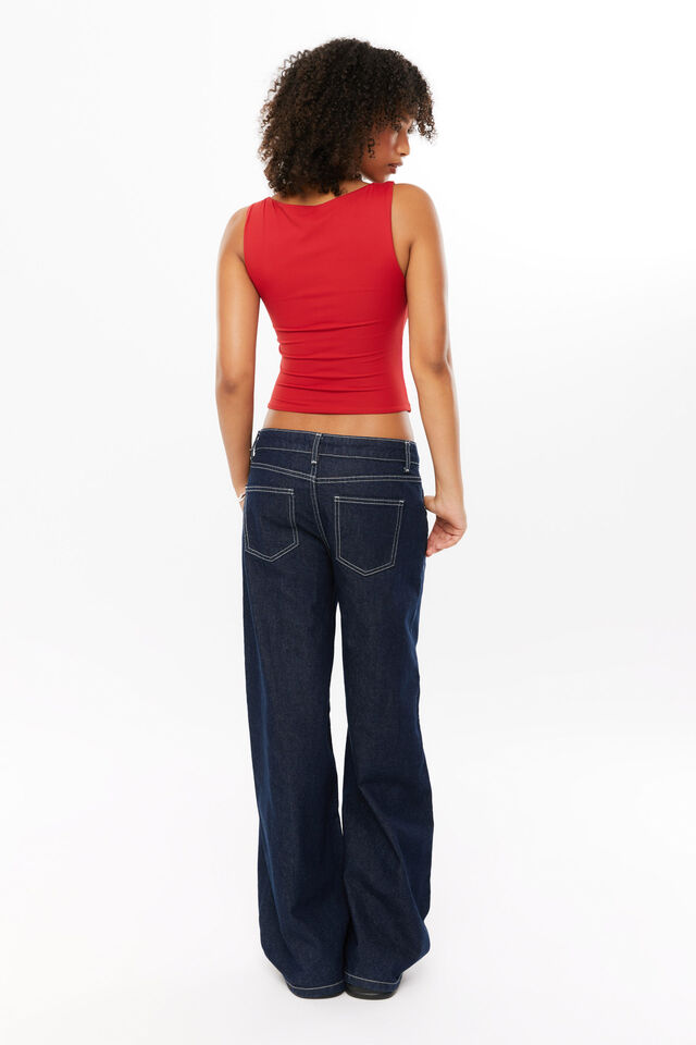 Super Smooth Ruched Tank, ROGUE RED