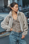 Brooke Cropped Faux Fur Jacket, GREY - alternate image 2