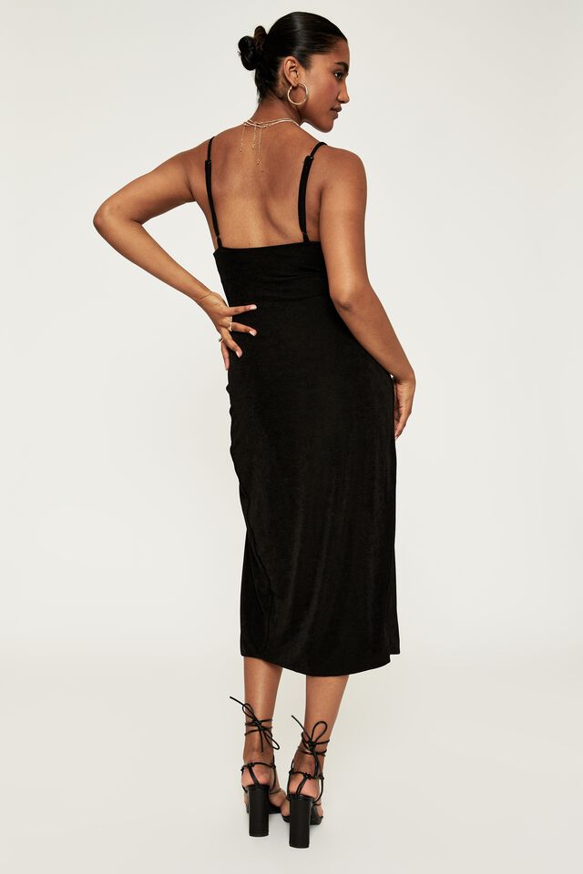 Izzy Cowl Midi Dress, BLACK