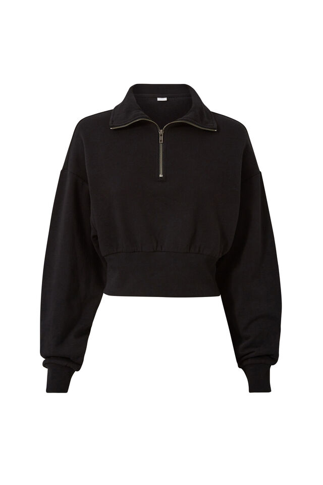 Kelly Quarter Zip Jumper, BLACK