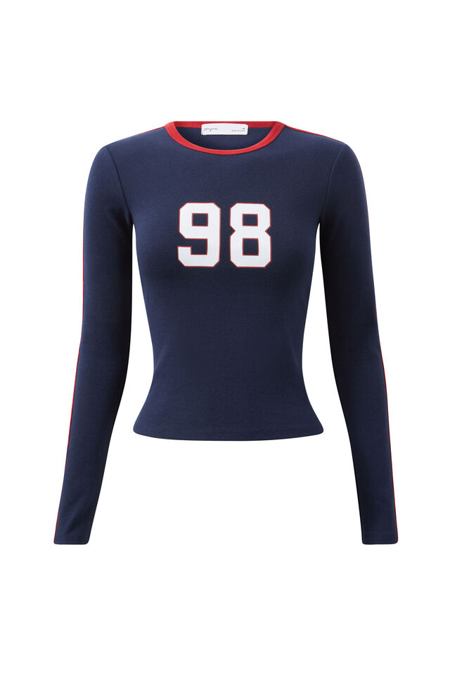 Gracie Long Sleeve Graphic Top, NAVY LEAGUE/98
