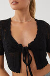 Bella Tie Front Short Sleeve Knit, BLACK - alternate image 4