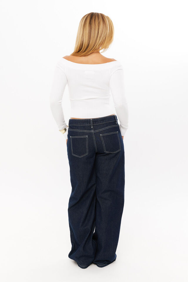 Kristy Off Shoulder Knit Top, WINTER WHITE