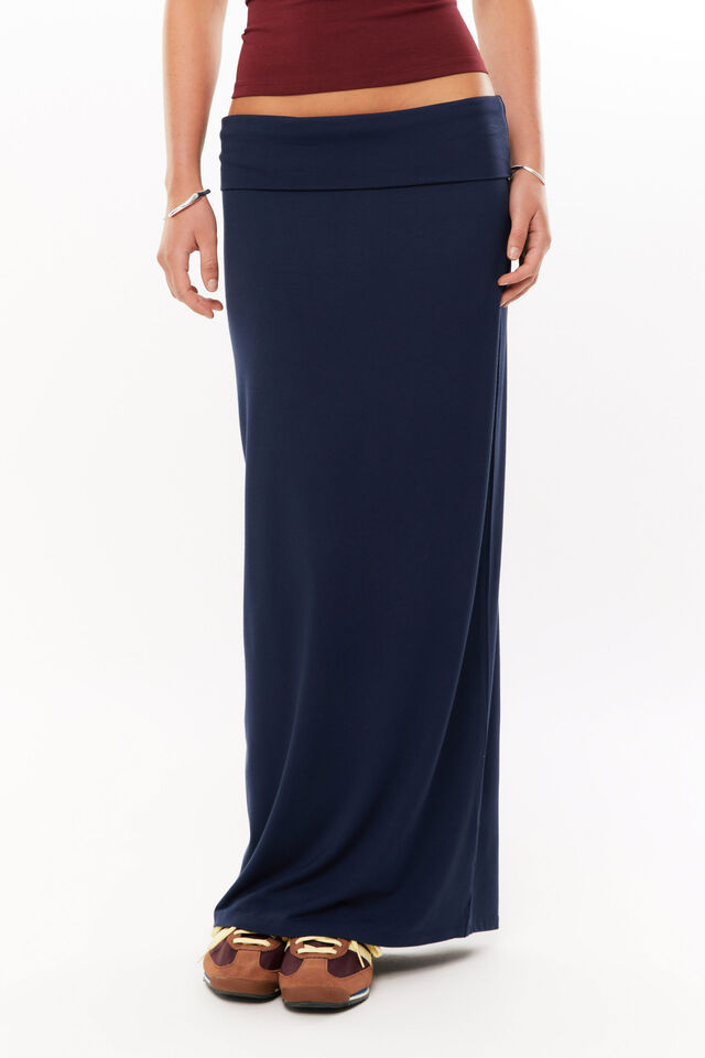 Wren Foldback Maxi Skirt, NAVY LEAGUE