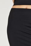 Paris Split Luxe Midi Skirt, BLACK