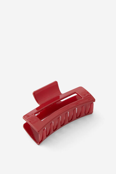 Single Hair Claw, ROSEY RED/RECTANGLE