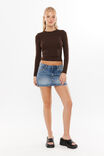 Luxe Long Sleeve Longline Tee, CACAO BROWN - alternate image 2