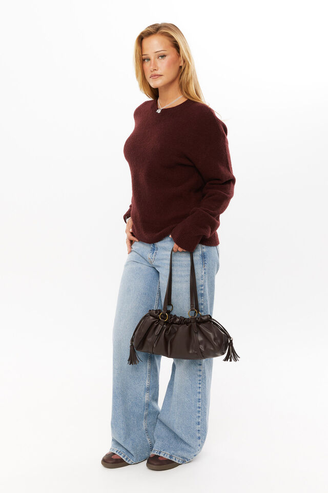 Romee Crew Neck Knit Jumper, WINTER WINE