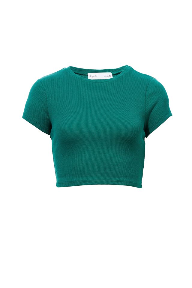 Alissa Fitted Crew Top, BOTTLE GREEN