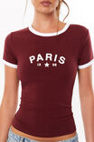 Candi Fitted Ringer Tee, DARK PLUM/PARIS - alternate image 4