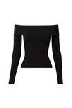 Tahlia Fold Back Knit Top, BLACK - alternate image 6