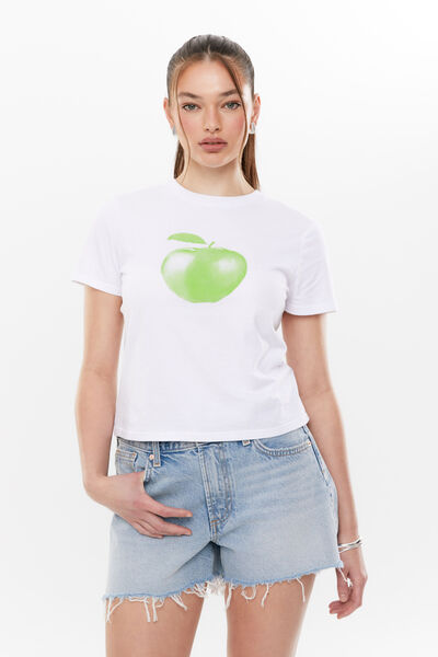 Everyday Graphic Tee, WHITE/GREEN APPLE