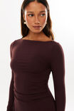 Super Smooth Long Sleeve Mini Dress, CHOC CHERRY - alternate image 2