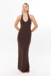 Soft Halter Maxi Dress, ESPRESSO BROWN - alternate image 1