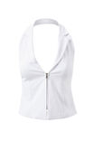 Tilly Zip Through Top, WHITE - alternate image 6