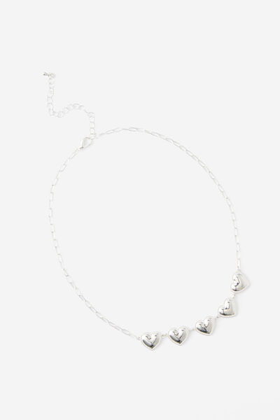 Farrah Charm Necklace, SILVER/MULTI HEART