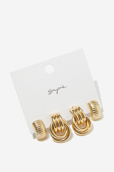 Knot Earring Pack, GOLD
