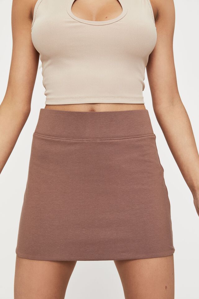Lacey Hipster Mini Skirt, CHOC MALT