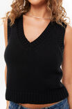 Reece V Neck Knit Vest, BLACK - alternate image 3