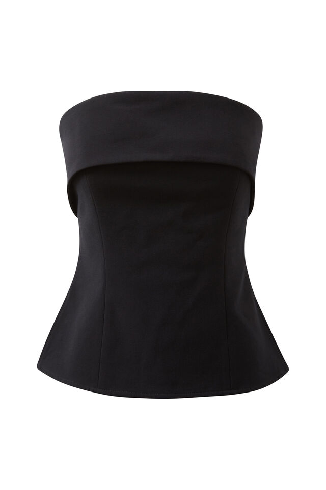Pamela Strapless Top, BLACK