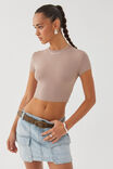 Luxe Cropped Short Sleeve Top, TOFFEE TAUPE - alternate image 1