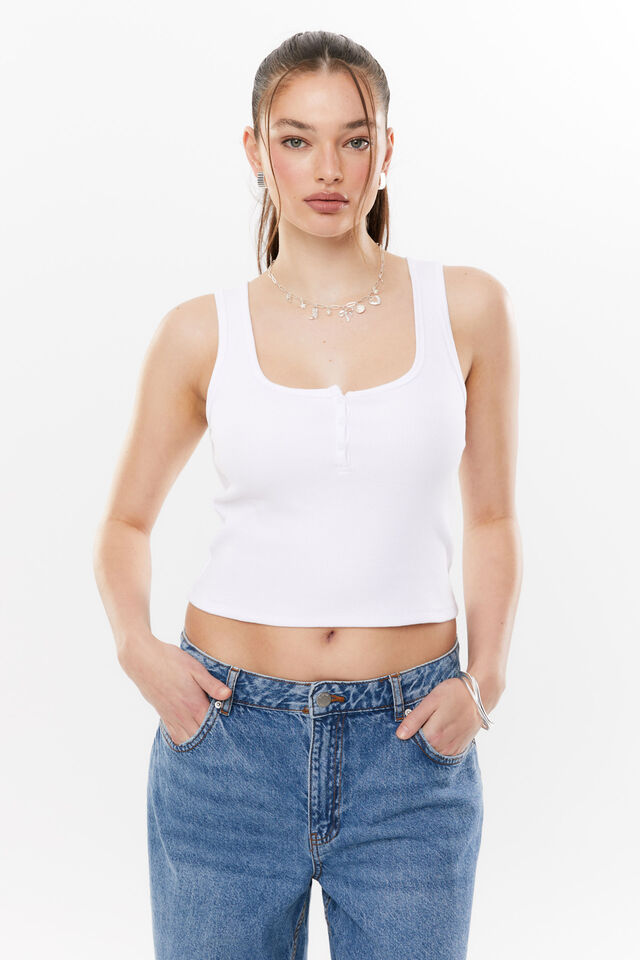 Hailey Henley Tank, WHITE