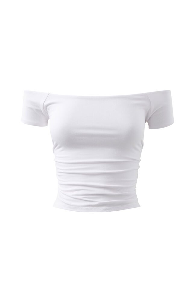 Soft Marley Off Shoulder Top, WHITE