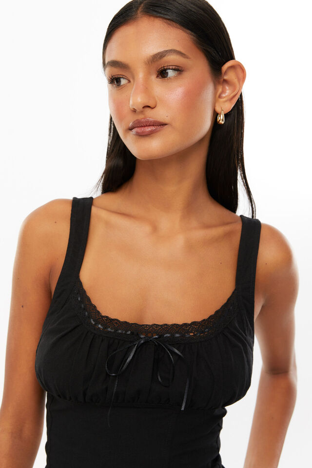 Lana Gathered Top, BLACK