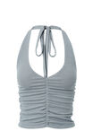 Rami Ruched Halter Top, BLUE GREY - alternate image 6