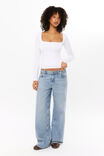 Elodie Square Neck Long Sleeve Top, WHITE - alternate image 2