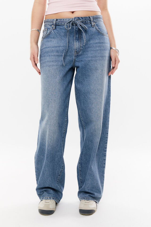 Tie Front Barrel Jean, STOCKHOLM BLUE