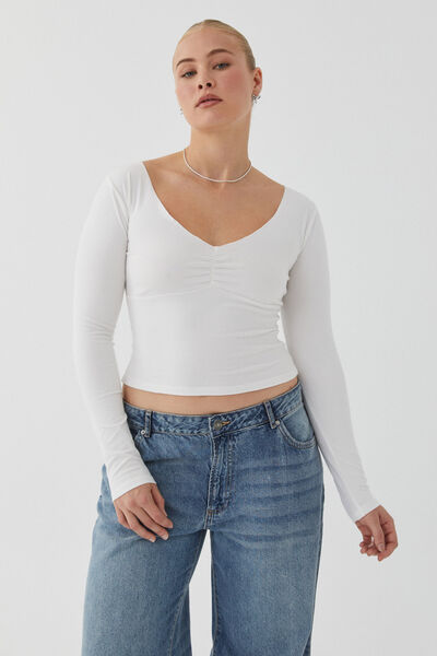 Audrey Long Sleeve Top, SUMMER WHITE