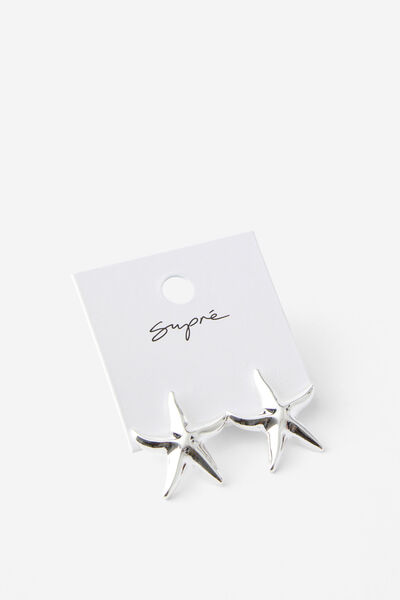 Earring Single Pack, SILVER/STARFISH