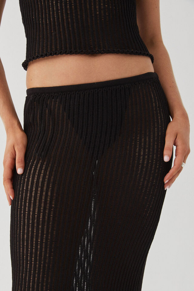 Sara Crochet Maxi Skirt, BLACK