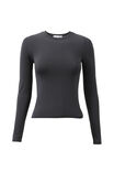 Luxe Long Sleeve Longline Tee, CHARCOAL - alternate image 6