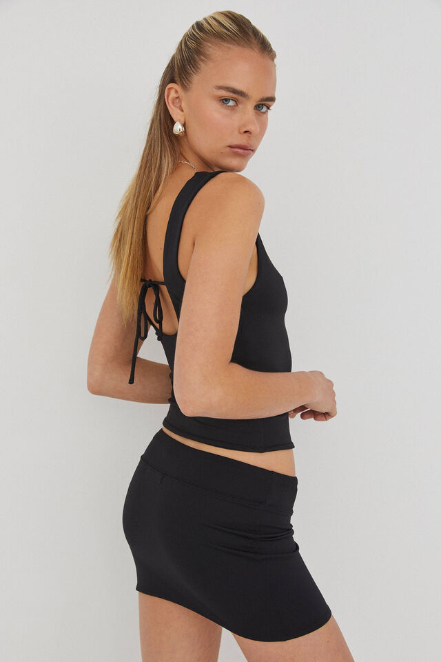 Luxe Backless Tank, BLACK