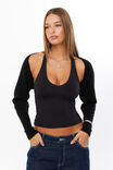 Katya Fluffy Knit Shrug, BLACK - alternate image 1
