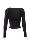 Ivy Backless Long Sleeve Top, BLACK - alternate image 7