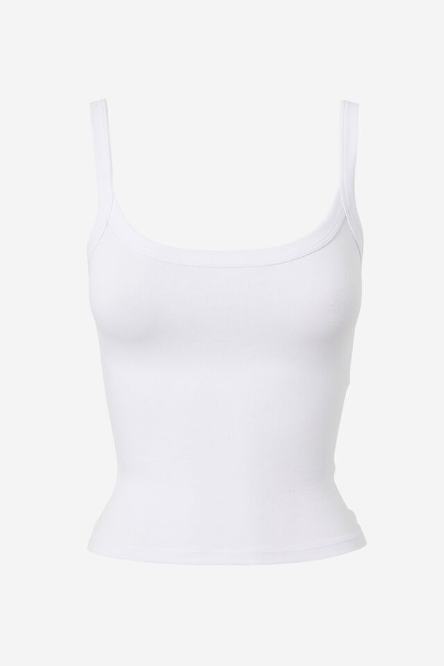 Kiki Scoop Neck Tank, WHITE