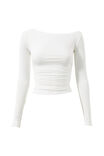 Soft Long Sleeve Off Shoulder Top, WINTER WHITE - alternate image 6