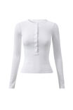 Harriet Henley Long Sleeve Top, WHITE - alternate image 6