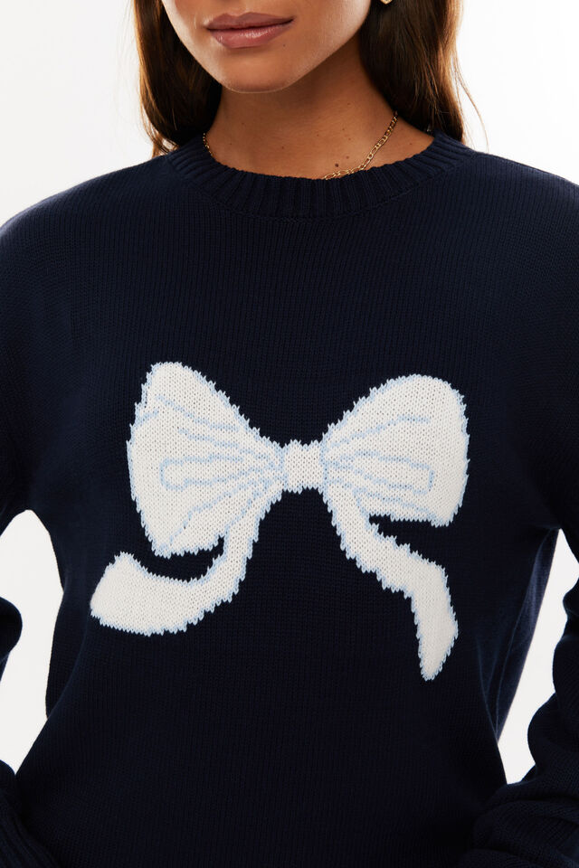 Bambie Crew Jumper, MIDNIGHT NAVY/BOW