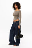 Soft Long Sleeve Off Shoulder Top, OLIVE GREEN - alternate image 5