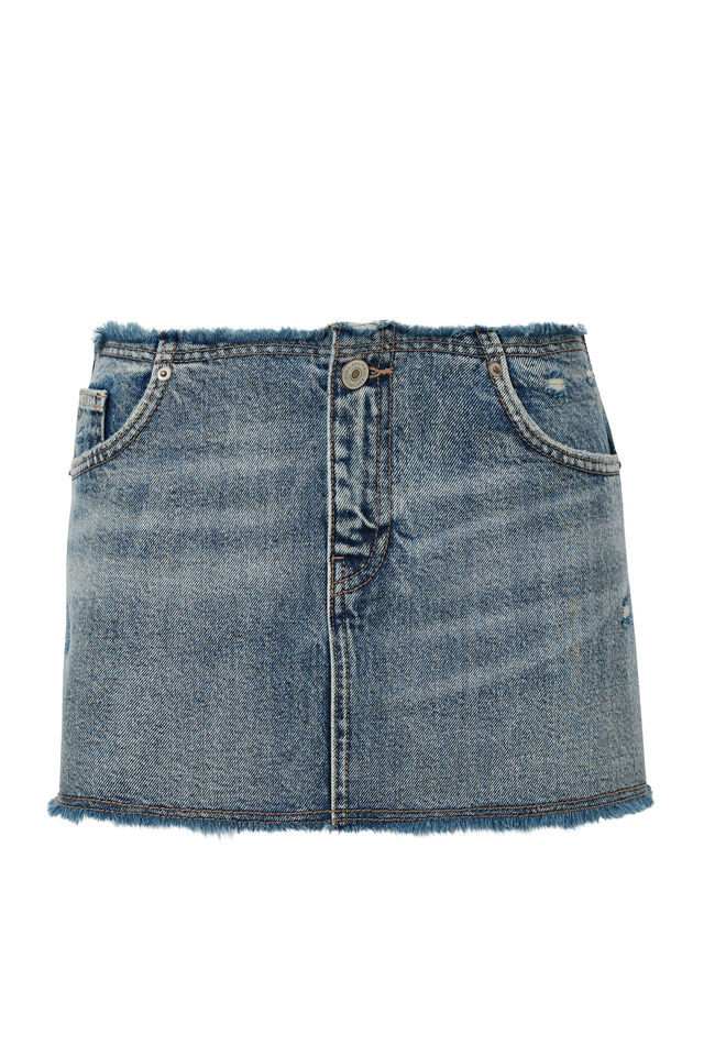 Frayed Denim Mini Skirt, VALLEY BLUE