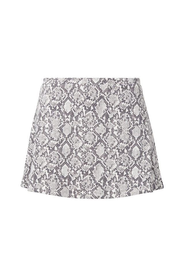 Luxe A-Line Mini Skirt, ADRIANA SNAKE GREY