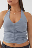 Rami Ruched Halter Top, BLUE GREY - alternate image 4