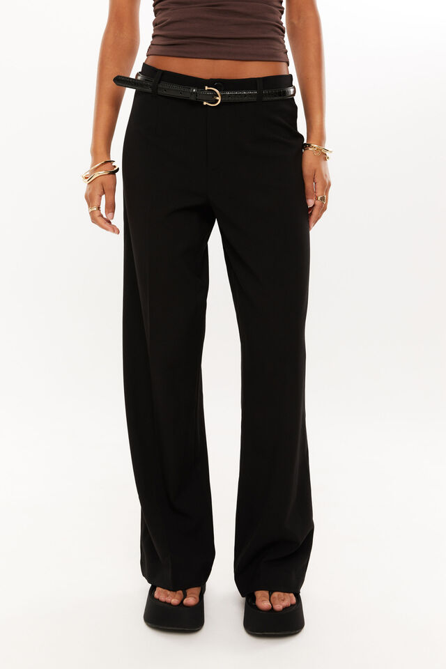 Drew Mid Rise Tailored Pant, BLACK